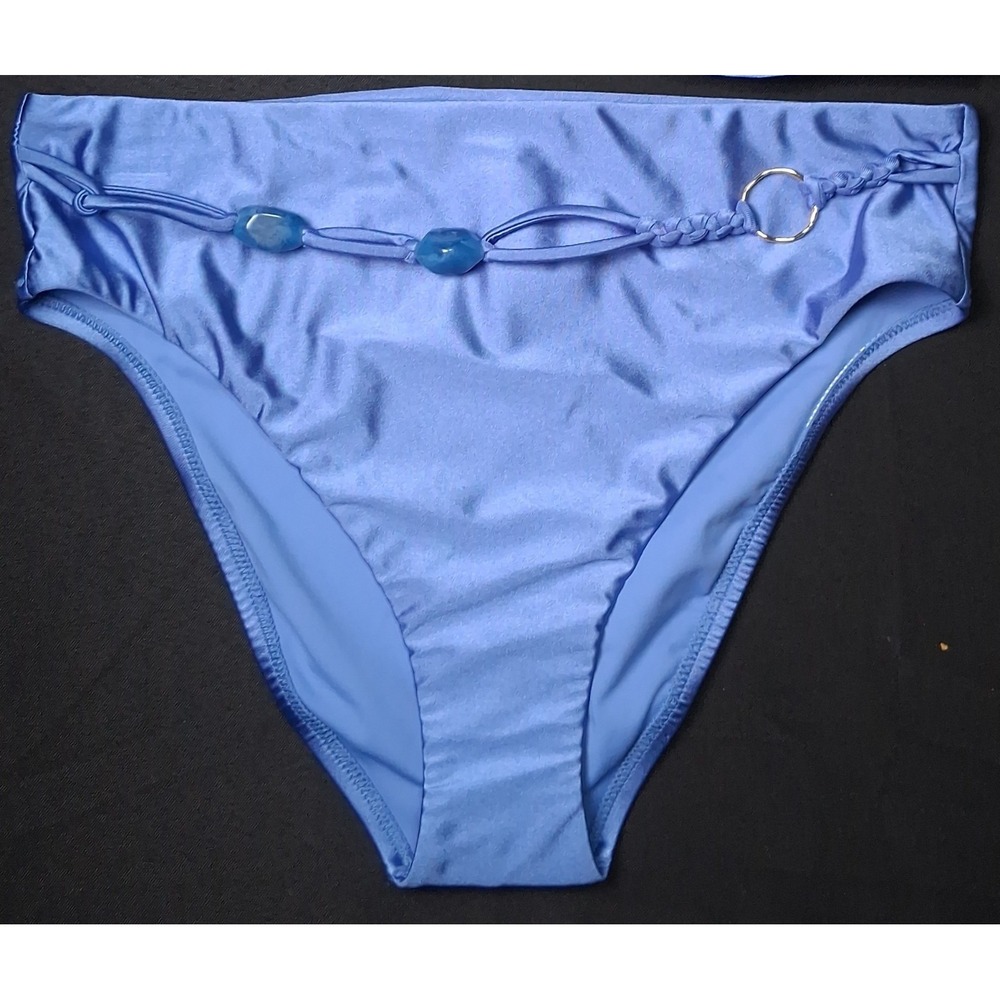Red Carter Women's Belted High-Waist Bikini Bottoms Size M-8 Metallic Blue
